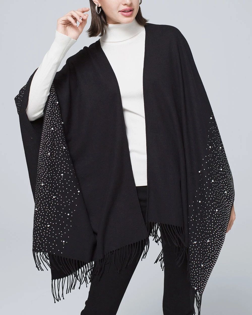Paisley Ruana Wrap - BLACK (OS)  (Packs of 6)